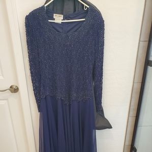 Beautiful Navy Blue Women's Brilliante by J.A. beaded dress.